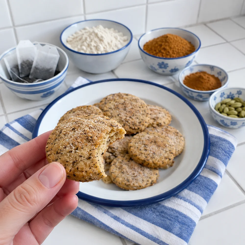 Chai cookies with black tea and cardamom