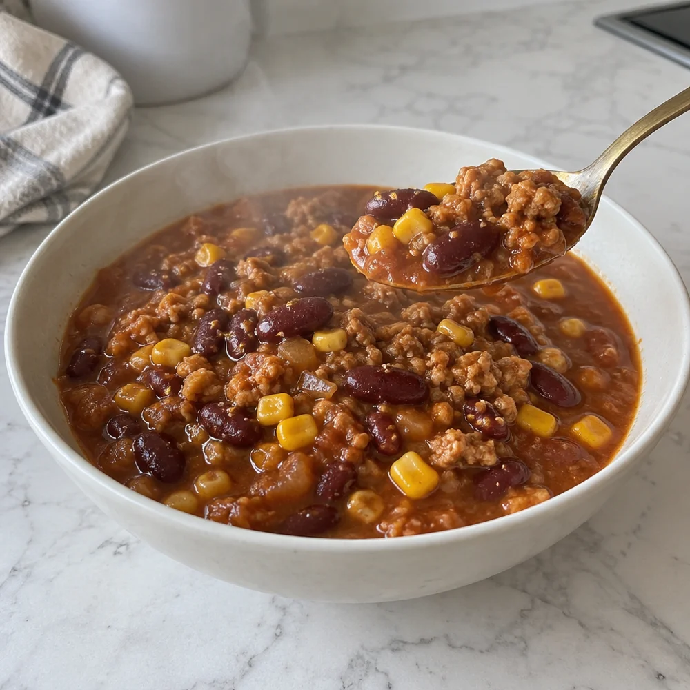 Vegetarian chilli sin carne with soya mince