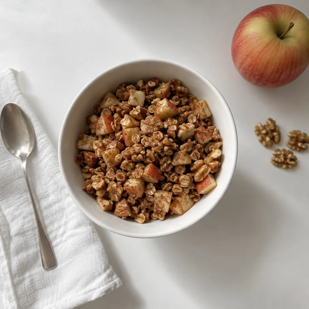 Baked apple and cinnamon granola