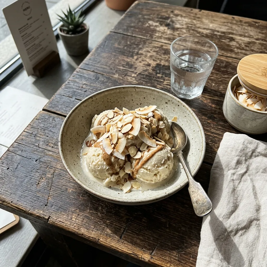 Banana and coconut ice cream with mint