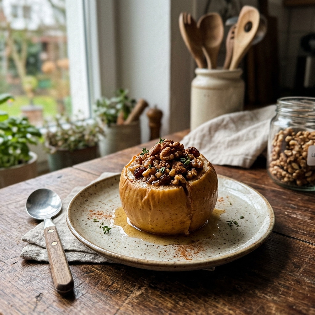 Baked apple with walnut filling