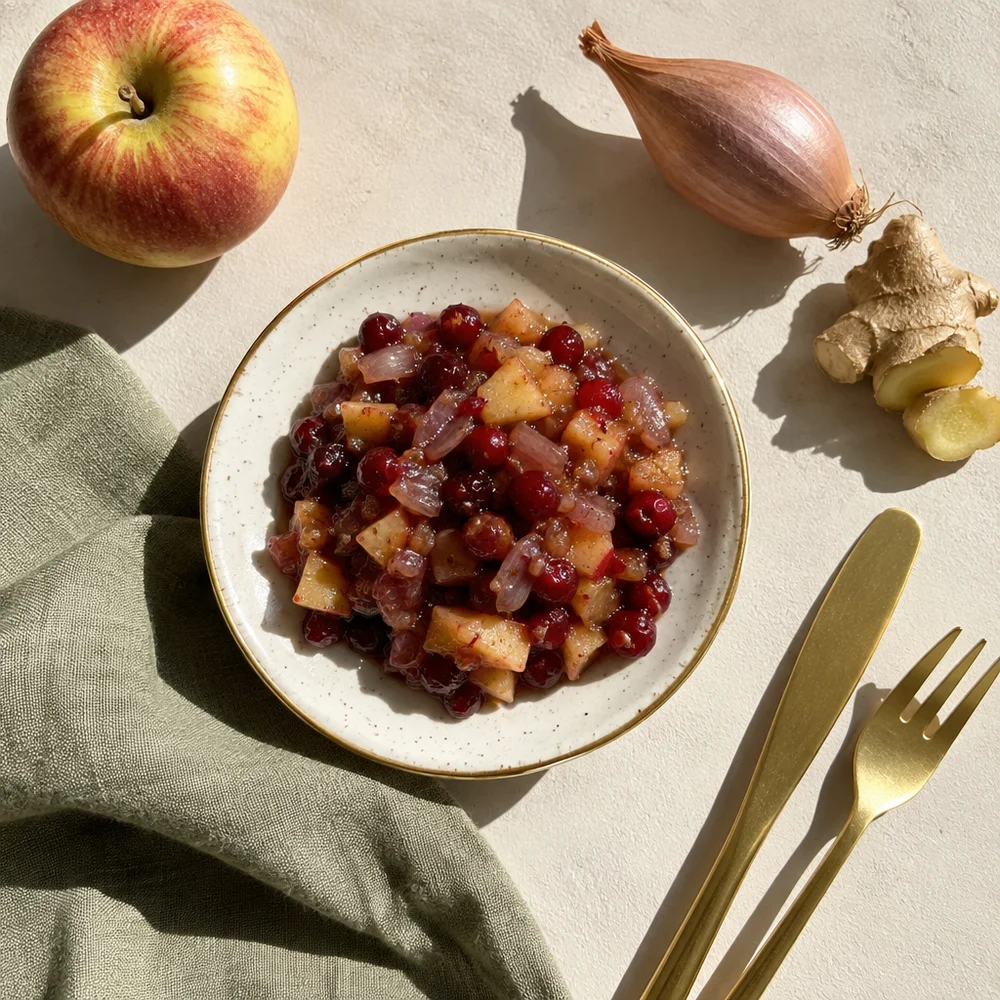 Cranberry and apple chutney for raclette and fondue