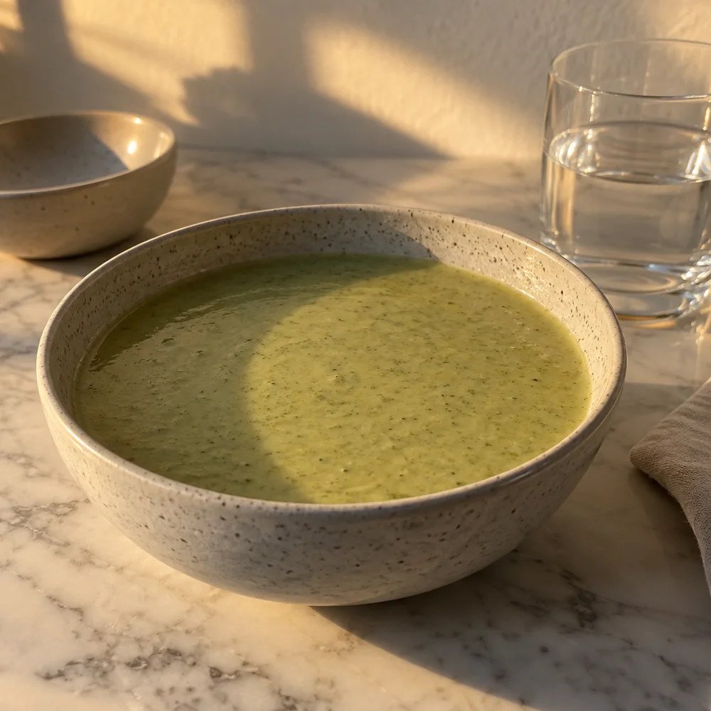 Vegan creamy broccoli and almond soup