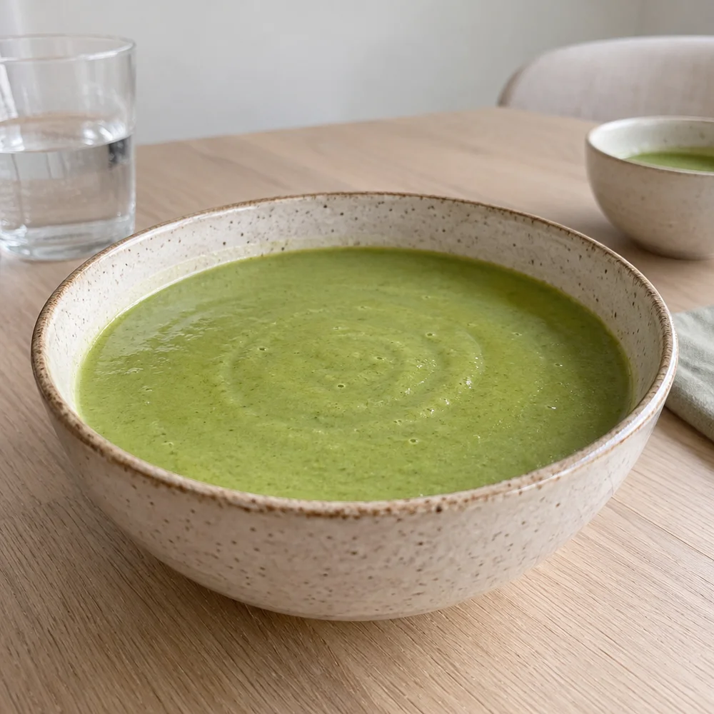 Creamy pea and mint soup with coconut