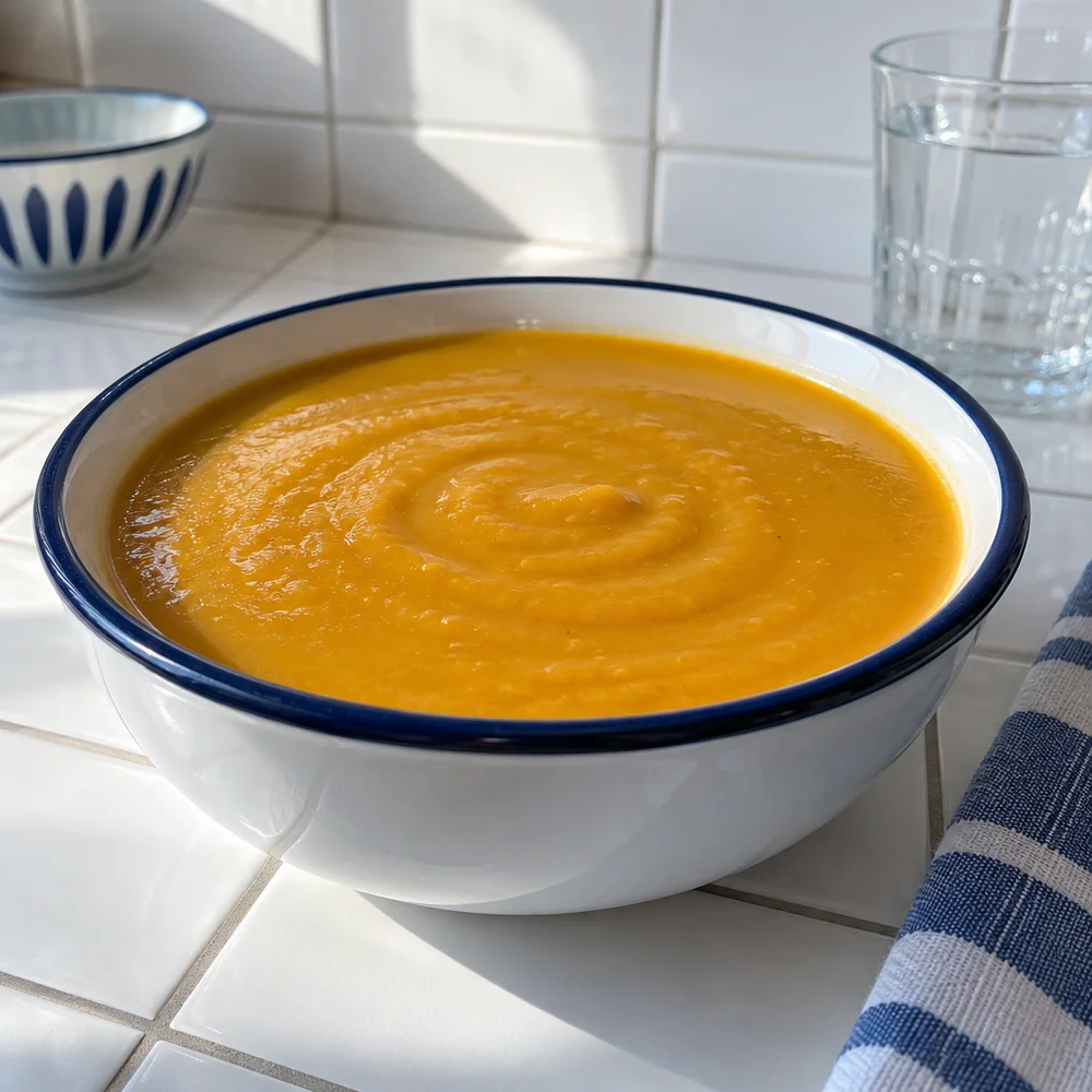 Creamy squash soup with chickpeas