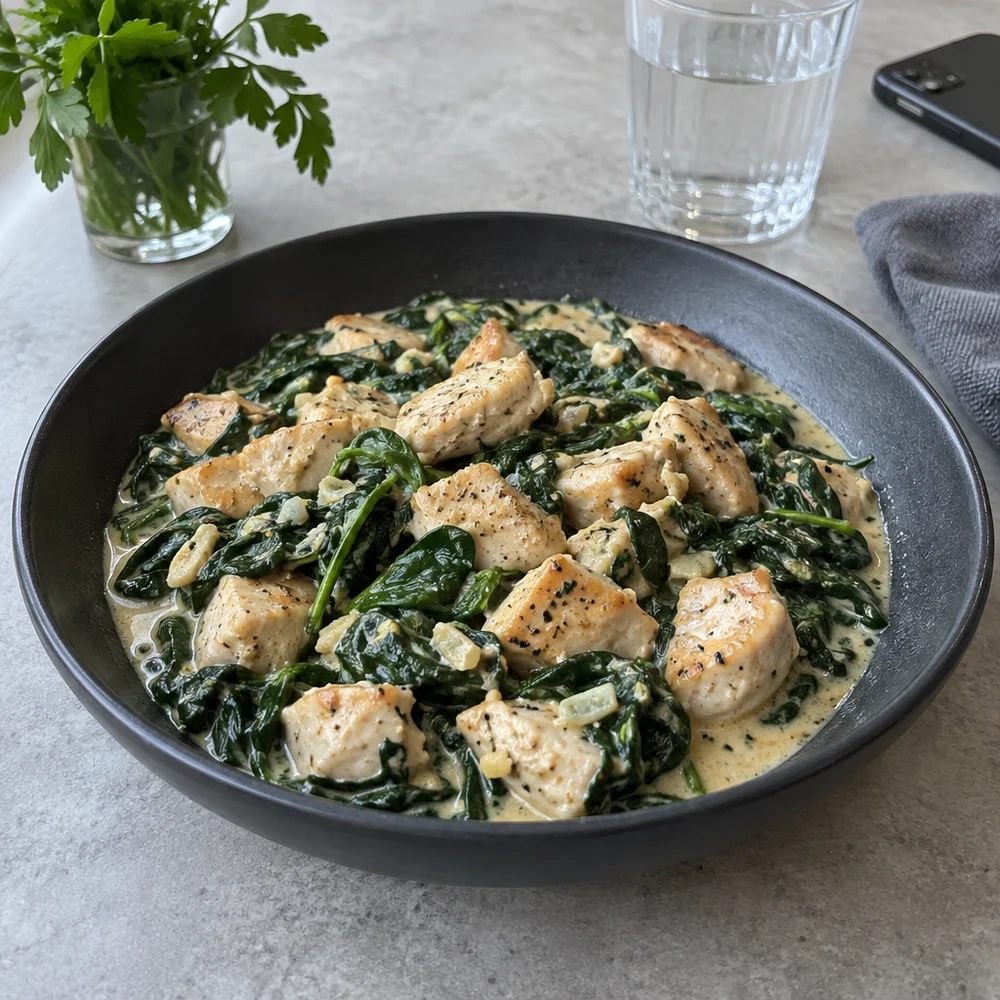 Creamy one-pan turkey breast with spinach