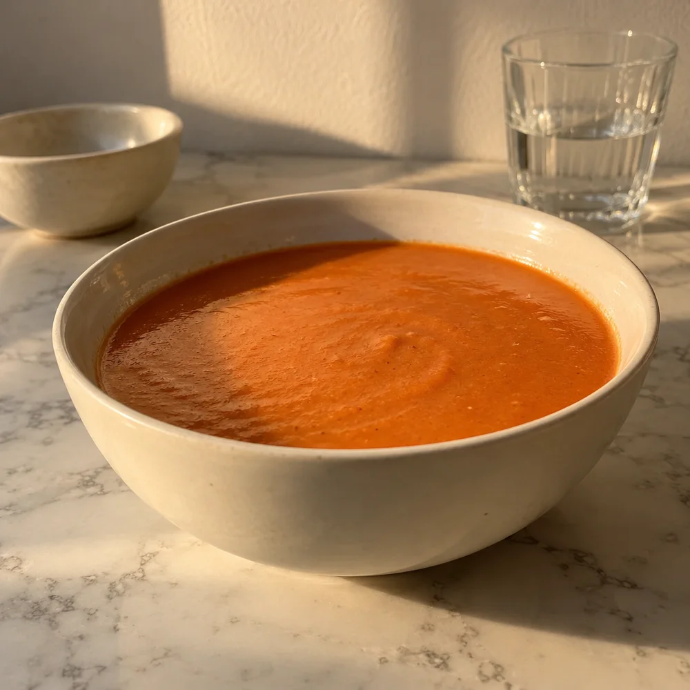 Creamy tomato and coconut soup with tofu