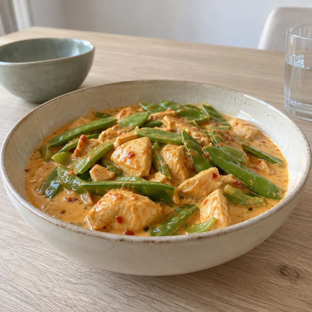 Creamy coconut chicken curry with colourful vegetables