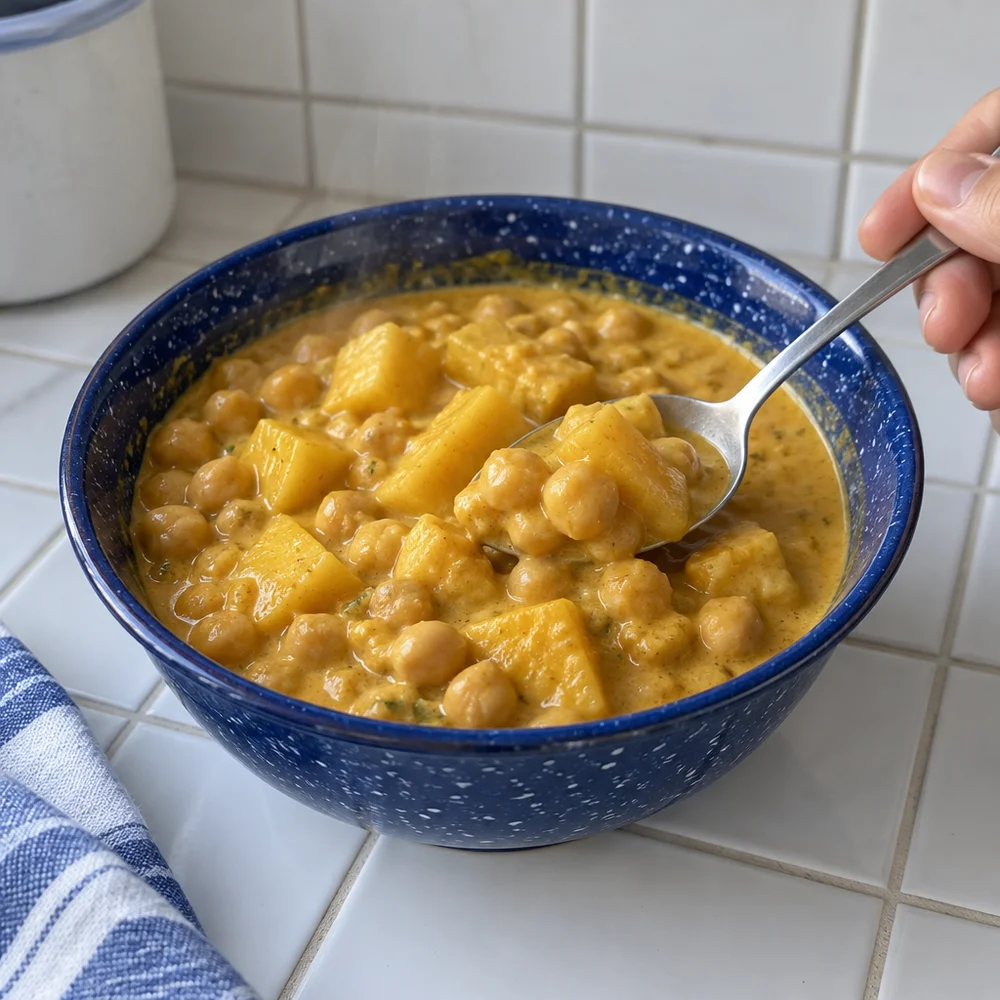 Creamy mango peanut curry with chickpeas