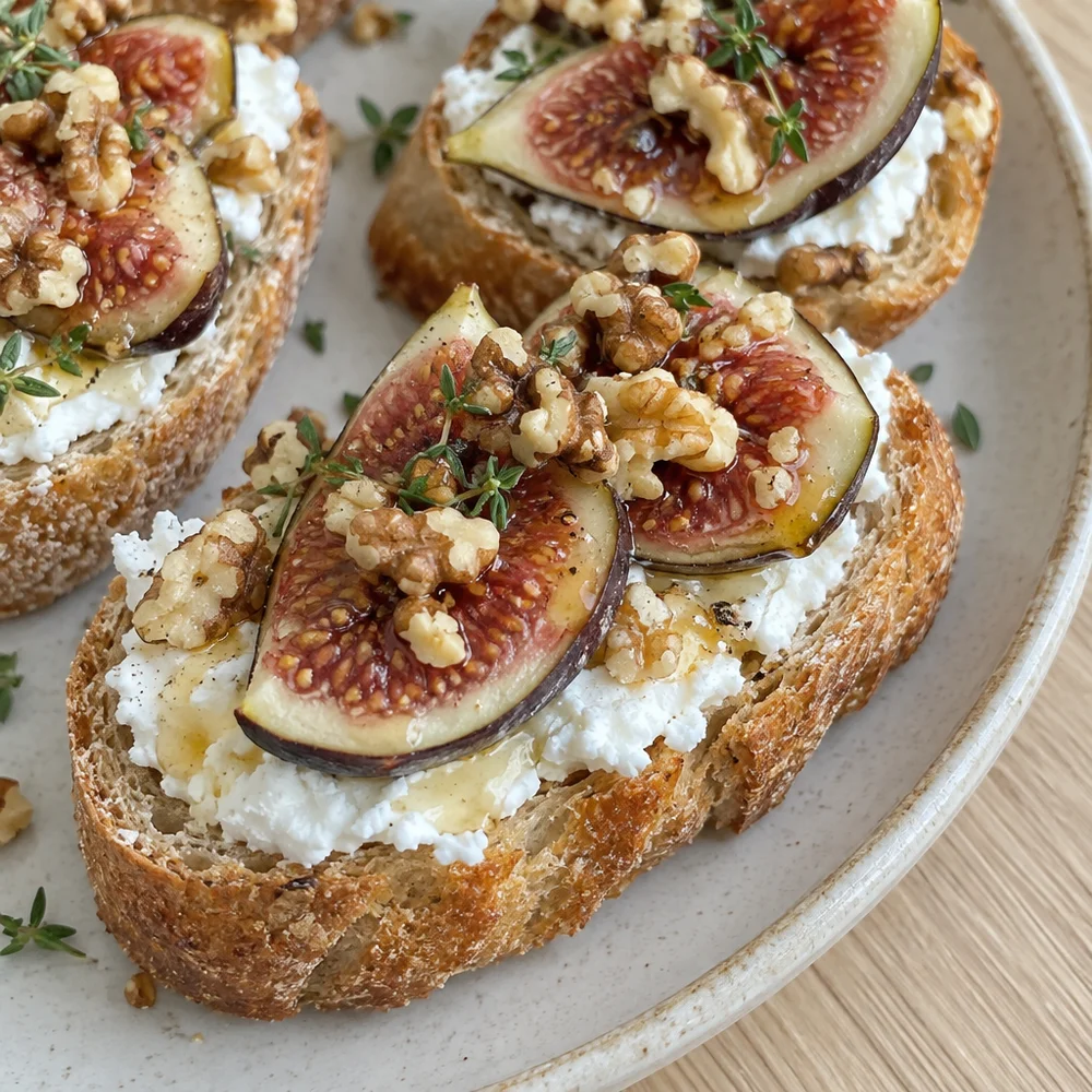 Crostini with soft goat's cheese, figs and walnuts