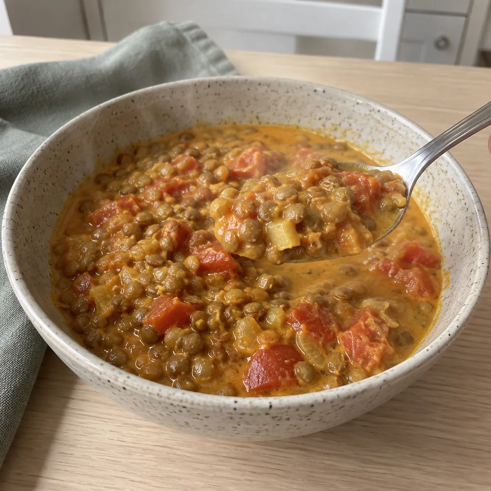 Curried lentil stew with coconut milk