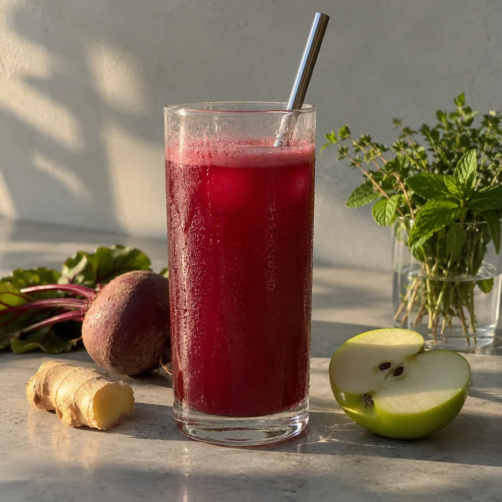 Vegan beetroot and kombucha juice