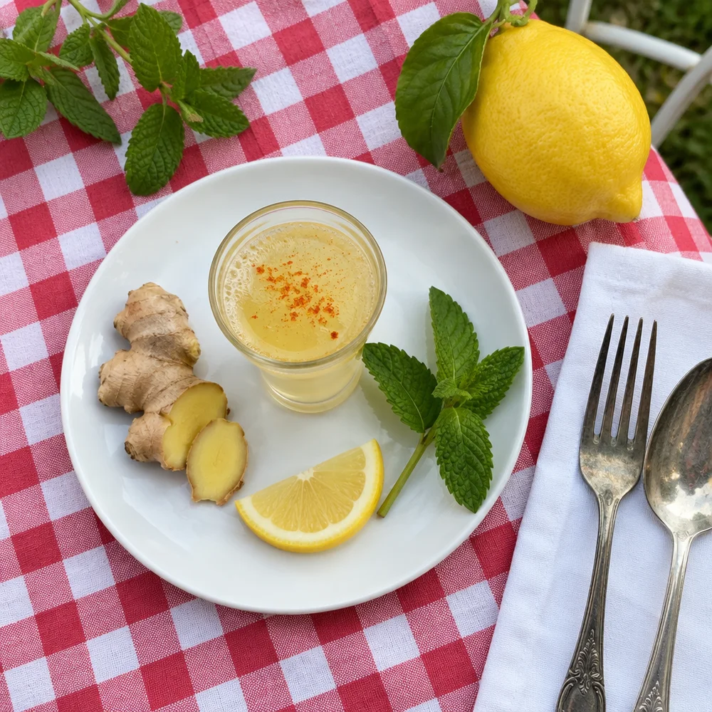 Ginger and lemon shot with cayenne