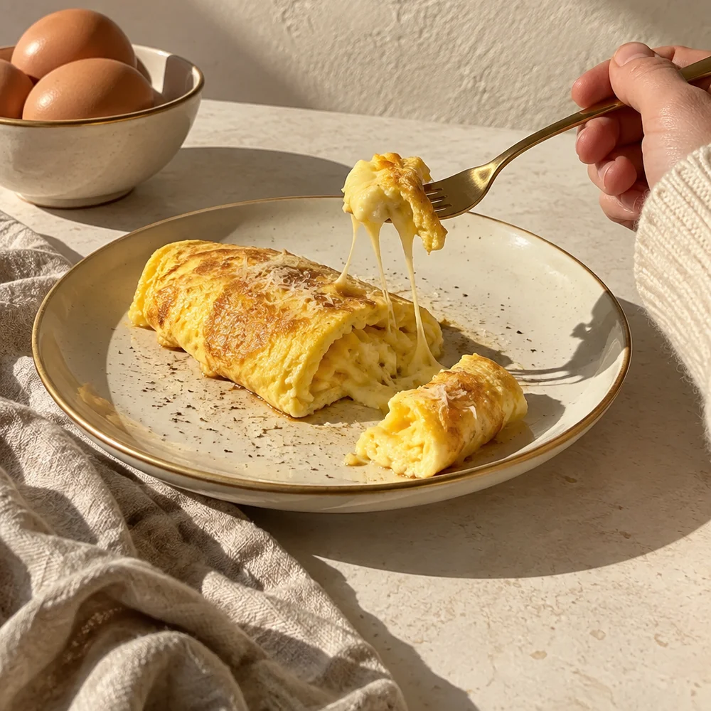 Keto easy cheese omelette roll