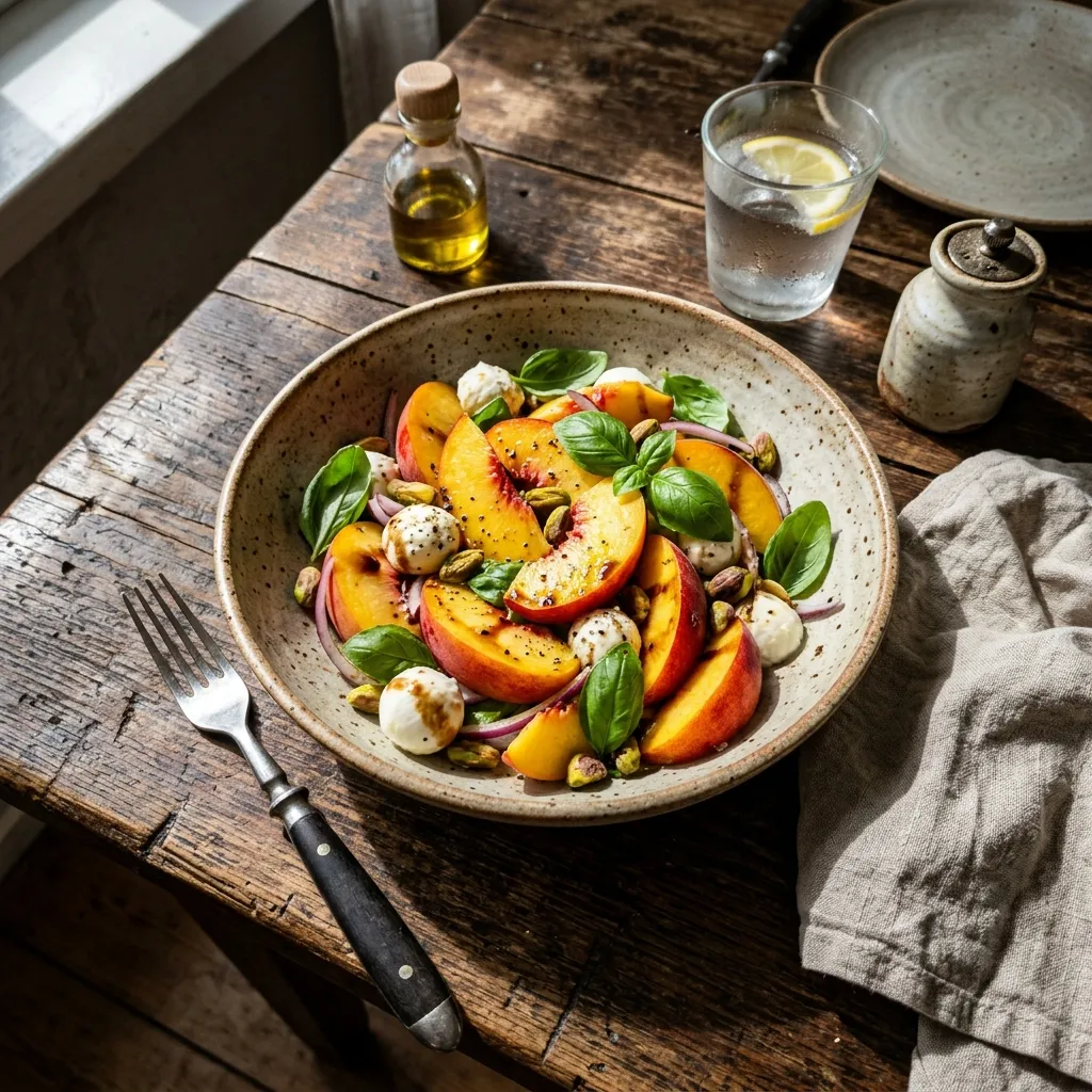 Refreshing peach and basil salad
