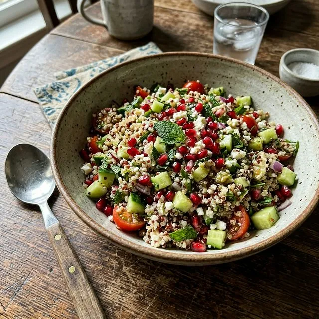 Erfrischender Quinoa-Salat mit Granatapfel und Minze