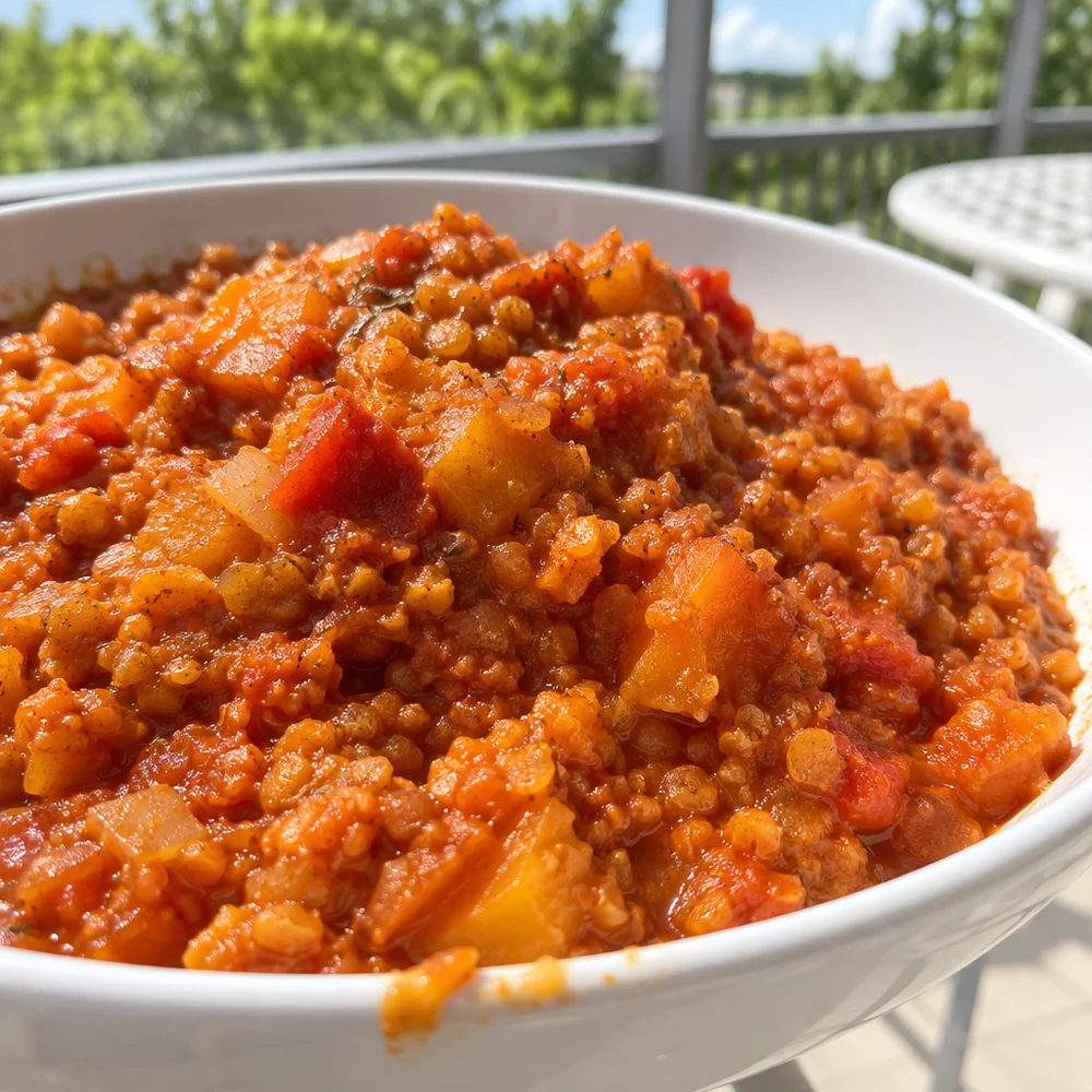 Meal-prep lentil and squash bolognese