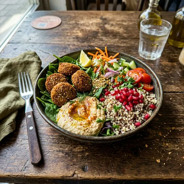 Falafel-Bowl mit Hummus und Quinoa
