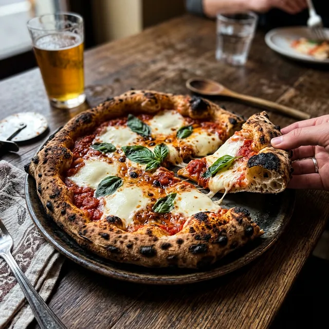 Vegetarian sourdough pizza margherita