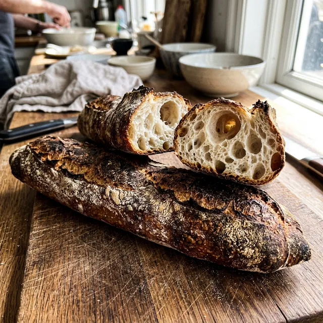 Vegan sourdough baguette