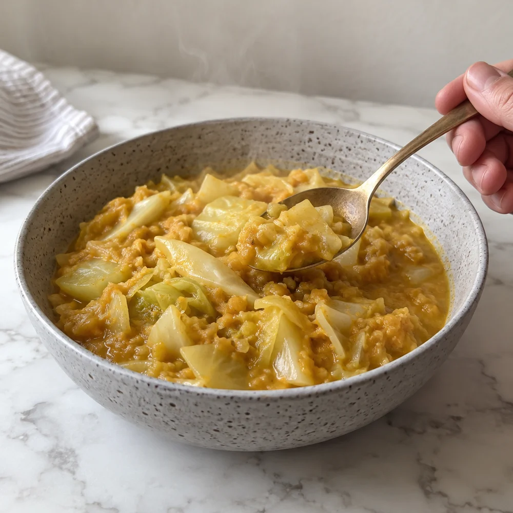 Vegan white cabbage curry with coconut