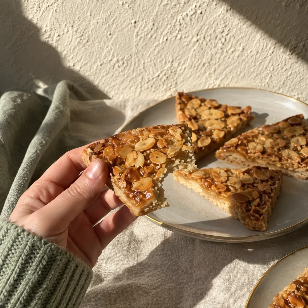 Florentine triangles with spelt shortcrust and flaked almonds