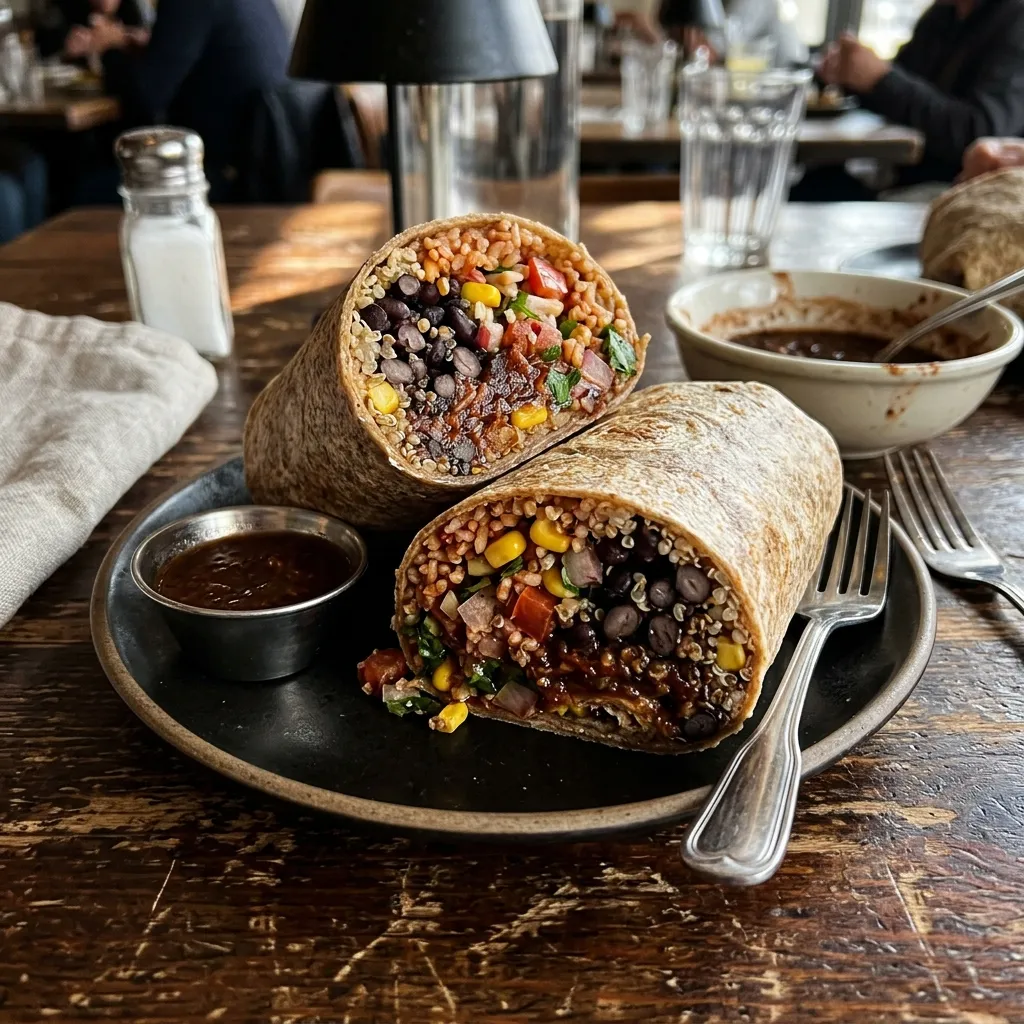 Fresh quinoa burrito with black beans