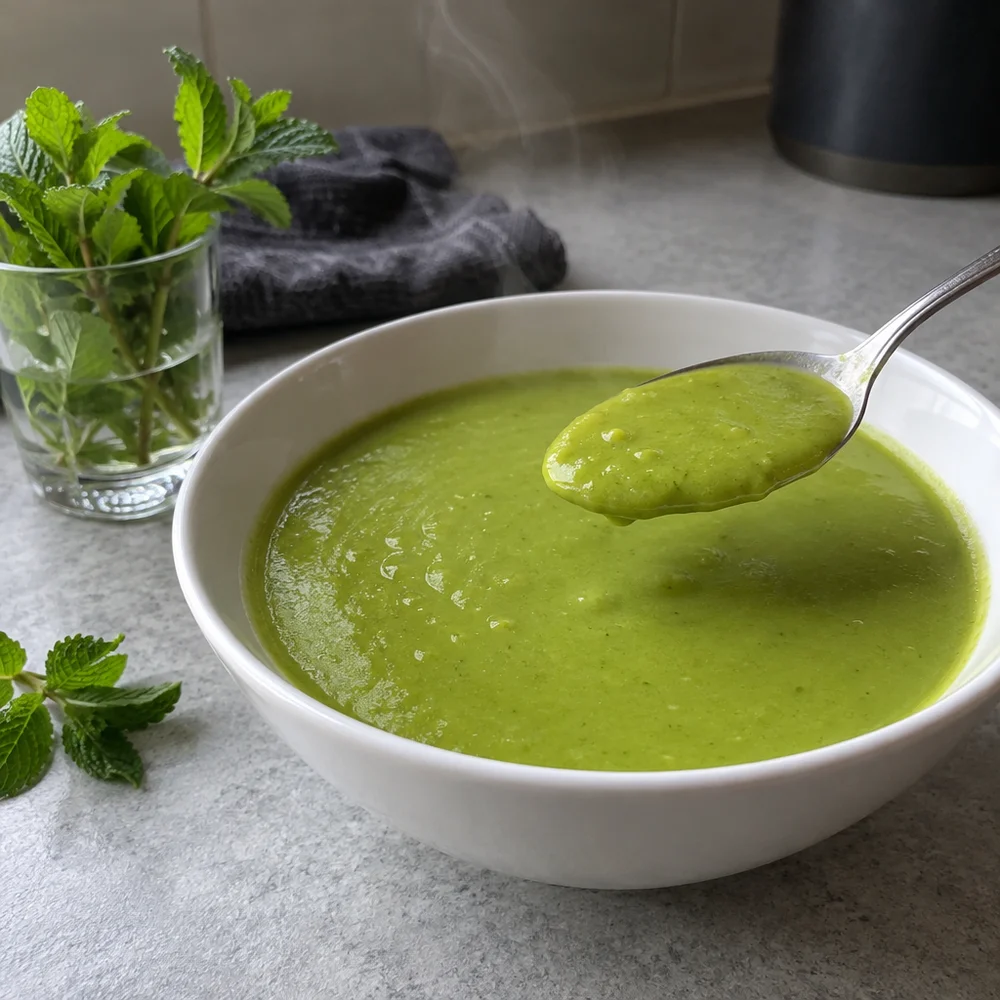 Spring pea and mint soup