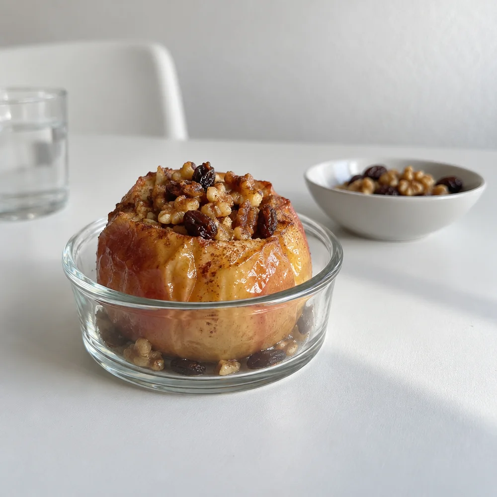 Baked apples with cinnamon and walnuts