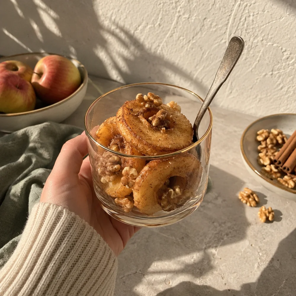 Baked apple rings with cinnamon