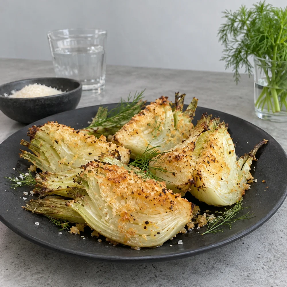 Keto baked fennel with a parmesan crust