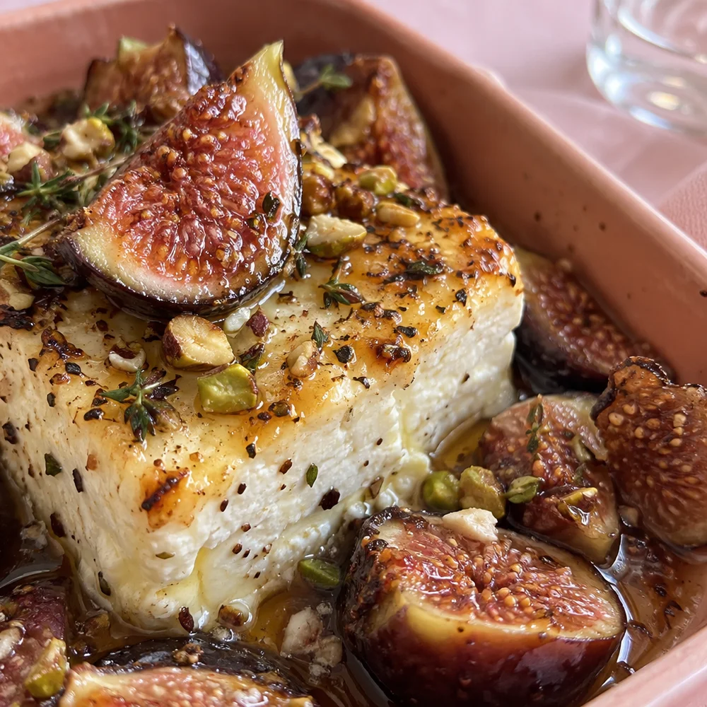 Baked sheep's cheese with figs and honey