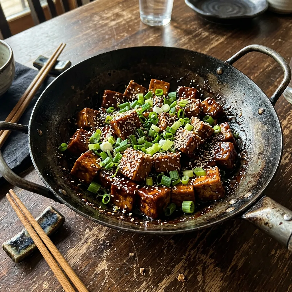 Baked sesame tofu with an Asian-style marinade