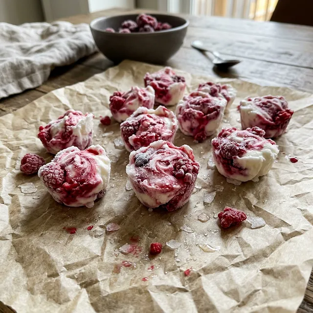 Frozen berry yoghurt bites