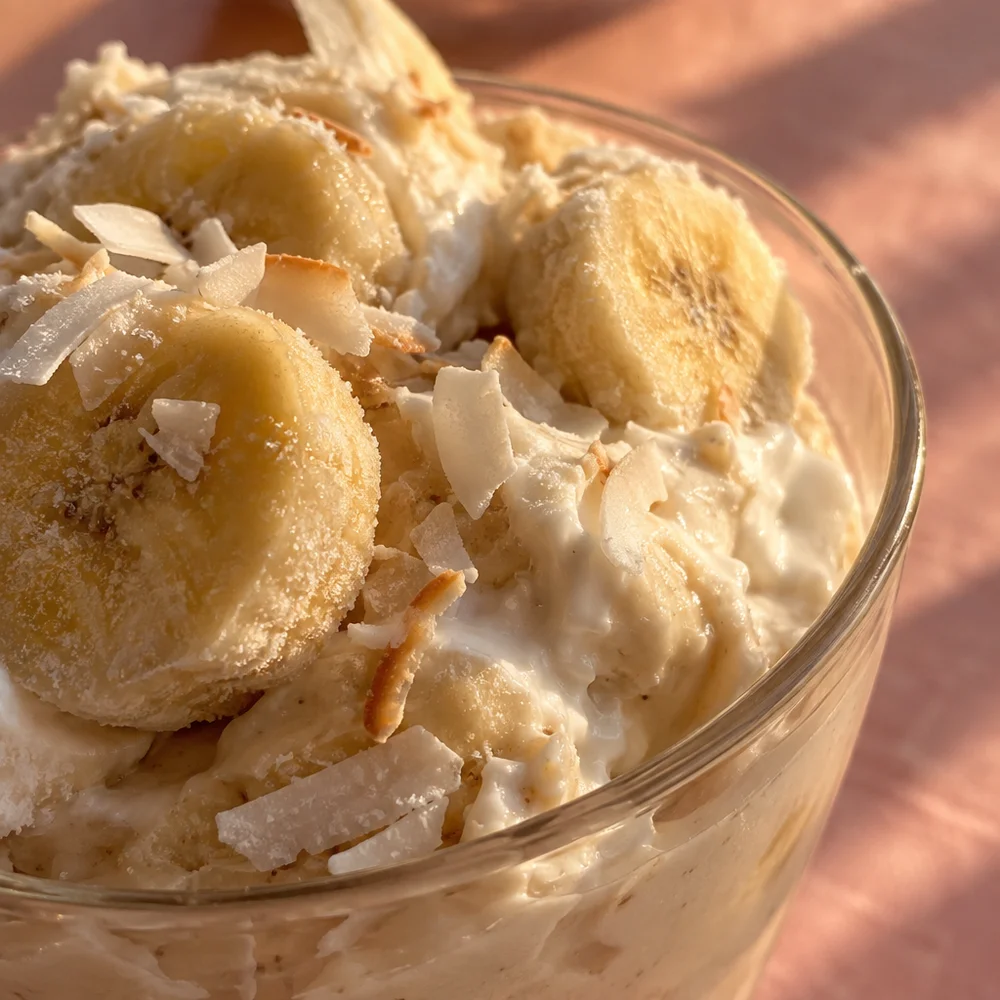 Frozen ghost bananas with skyr and coconut