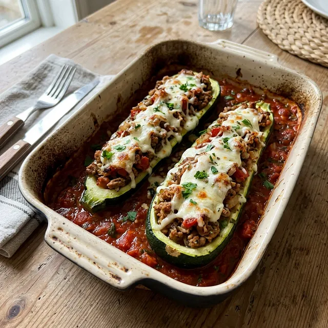 Stuffed courgettes with turkey mince