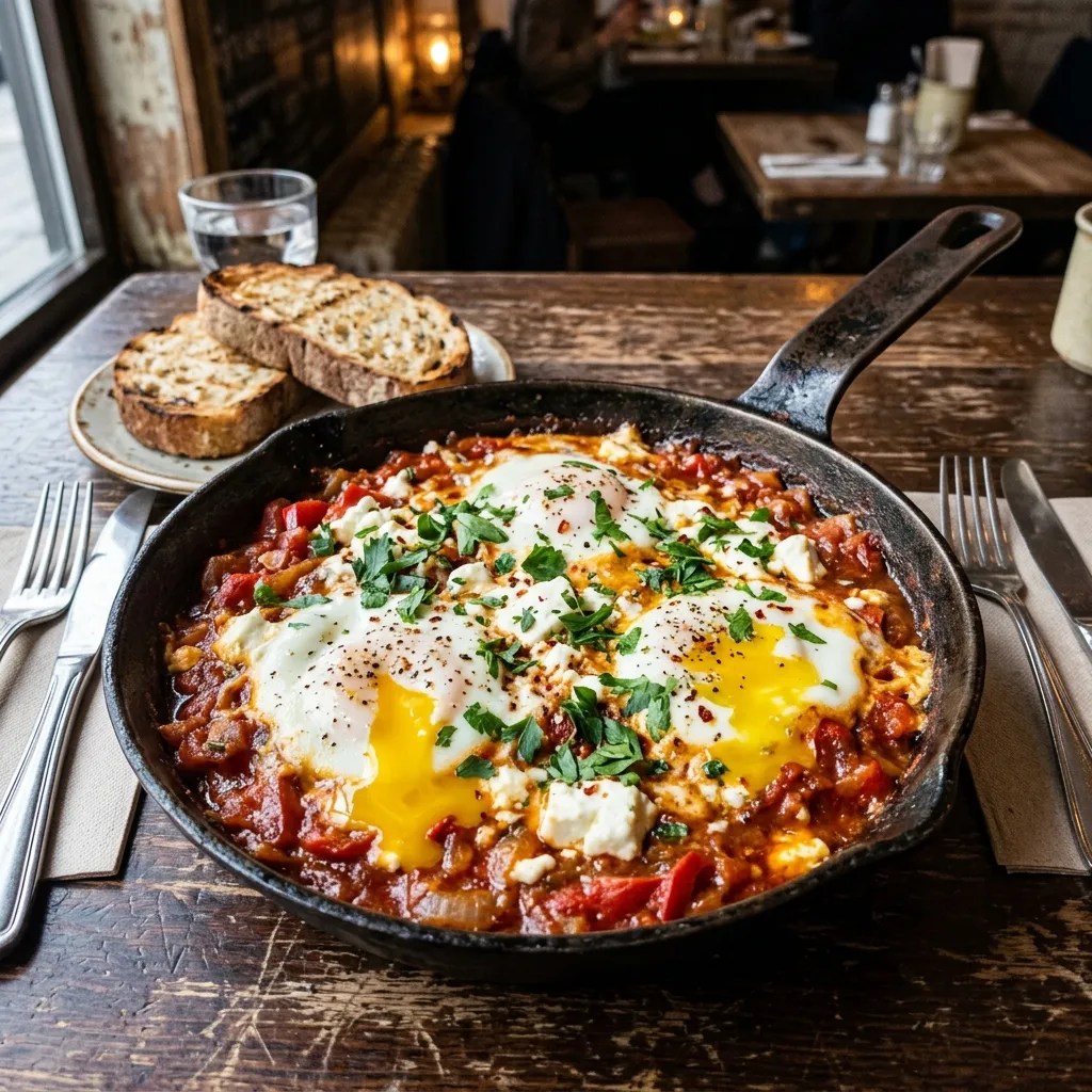 Colourful veg shakshuka with feta