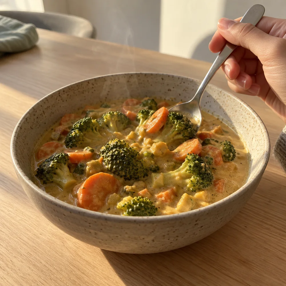Colourful vegetable curry with peanut sauce