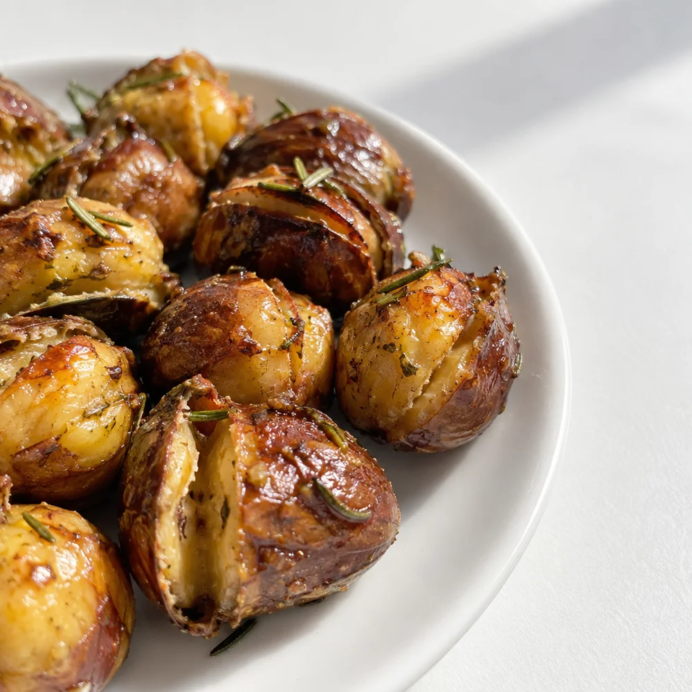 Air fryer roasted chestnuts with rosemary butter