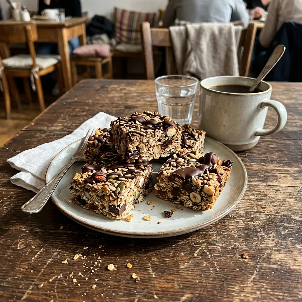 Crunchy oat bars with chocolate