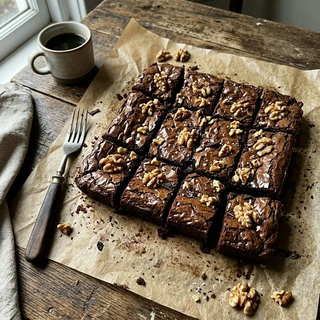 Gluten-free date brownies with walnuts