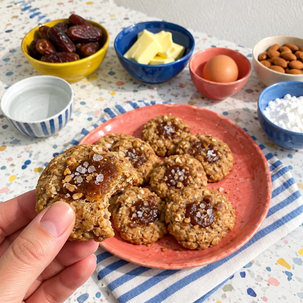 Gluten-free date caramel cookies with sea salt