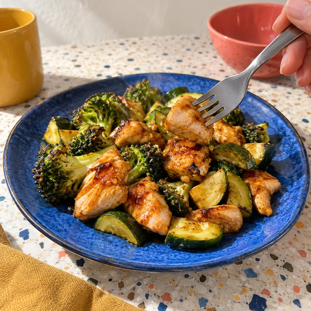 Gluten-free chicken teriyaki traybake with roasted veg