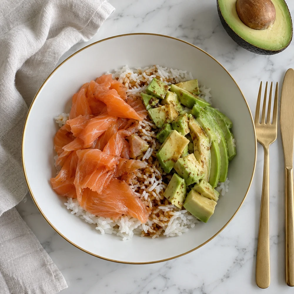 Gluten-free salmon and rice bowl