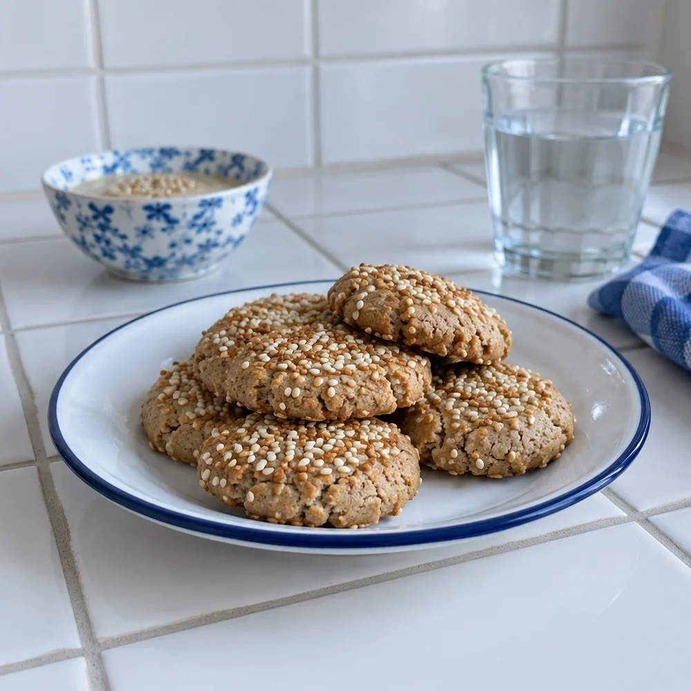 Gluten-free tahini cookies with sesame and honey