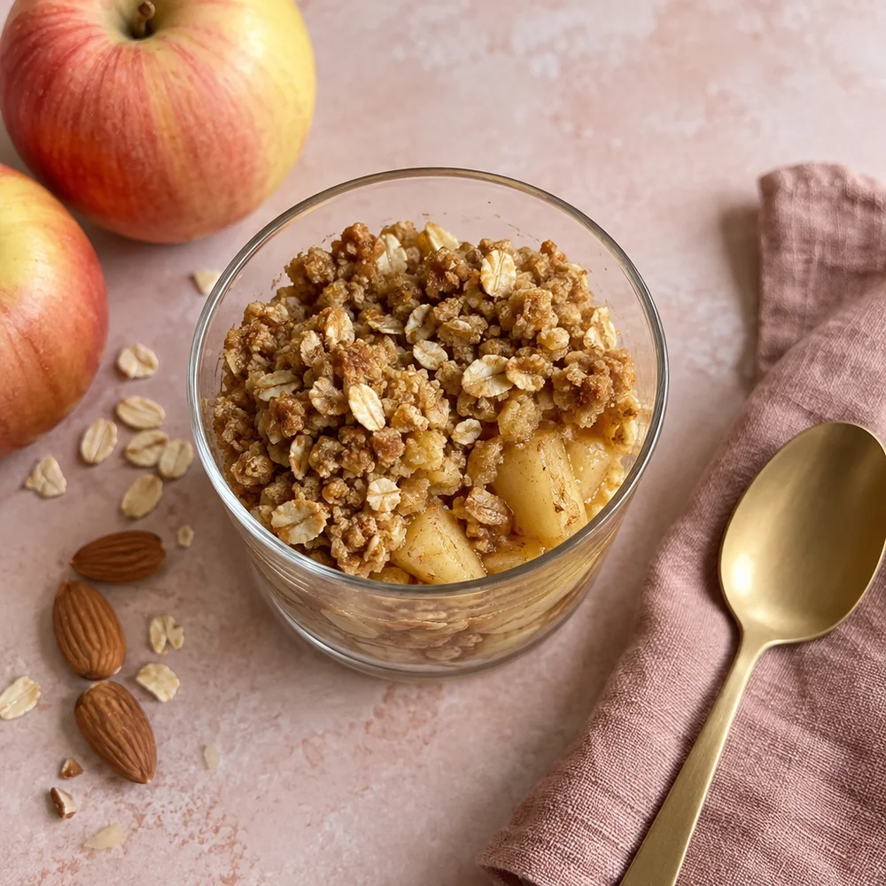 Apple and cinnamon crumble with oats