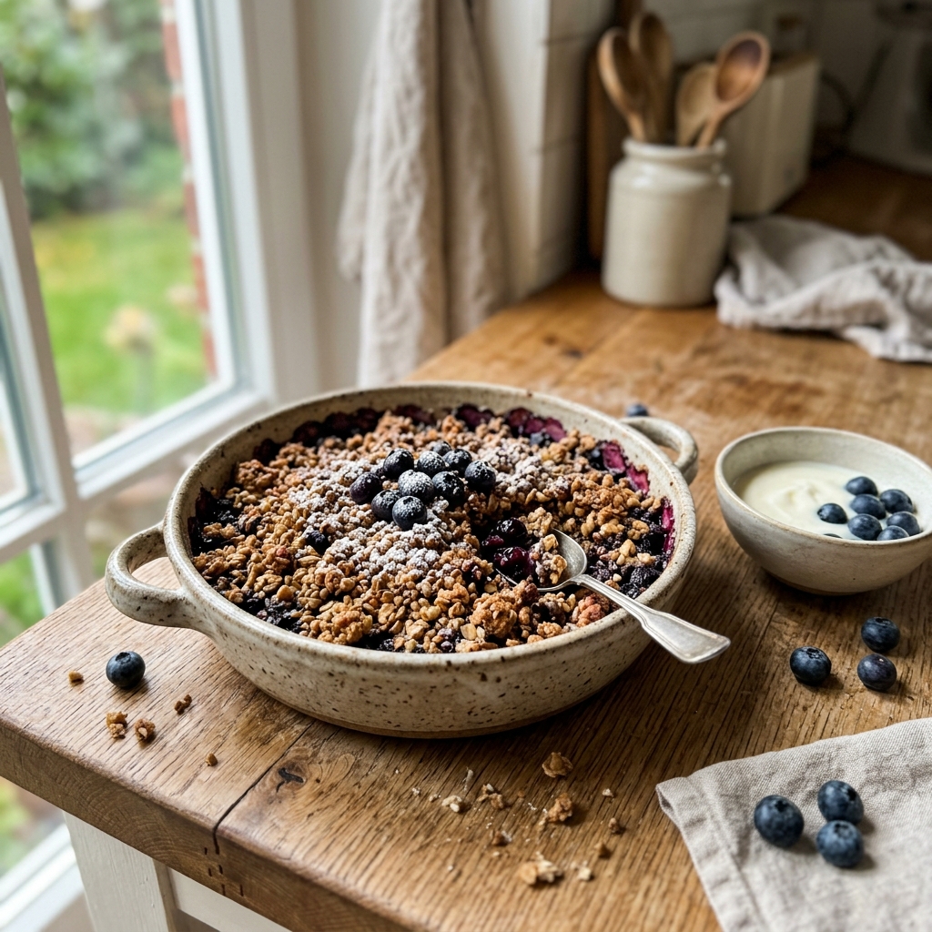 Gluten-free blueberry buckwheat crumble
