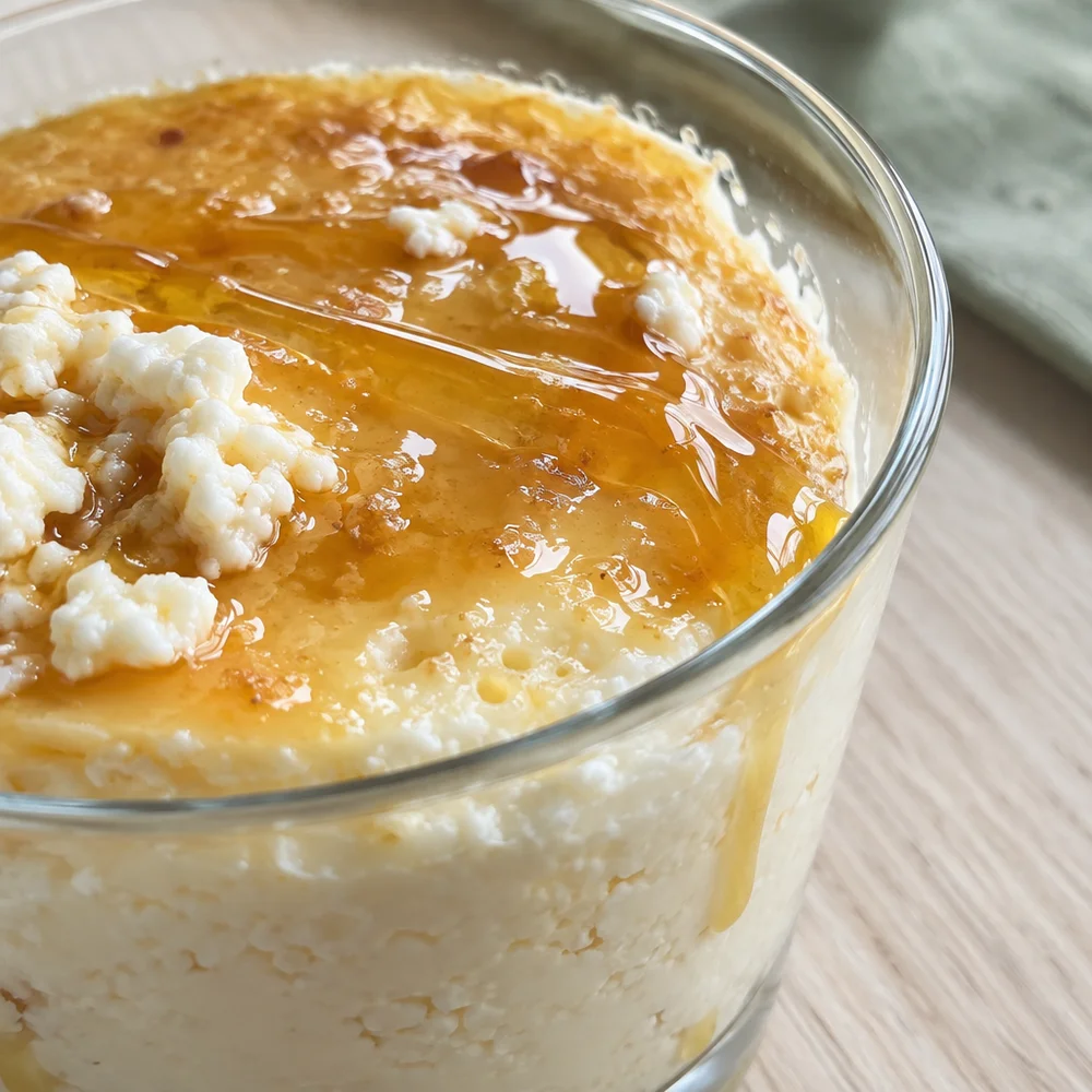 Gluten-free cottage cheese flan with honey caramel