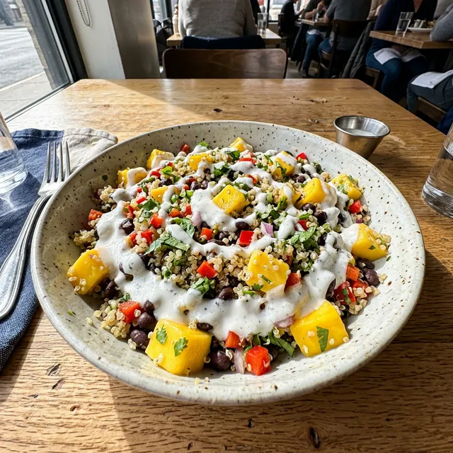 Gluten-free mango, coconut and quinoa salad