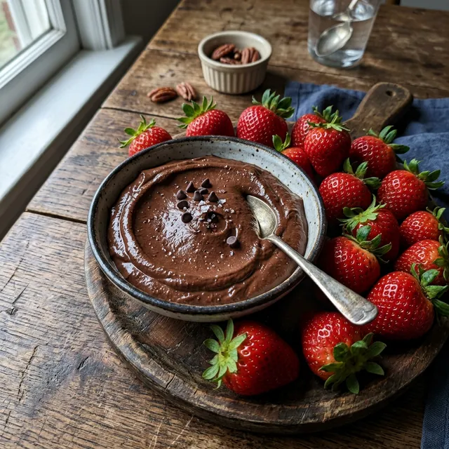 Gluten-free chocolate hummus with fresh berries